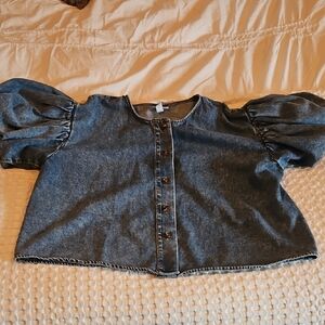 Puff Sleeve Denim Top 1x